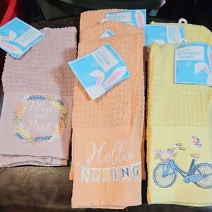 EASTER/SPRING TOWELS SET OF 6: NEW WITH TAGS